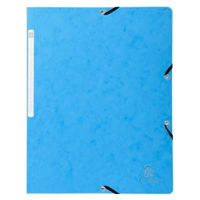Image de Exacompta Réf. 5569E Carton de 25 chemises à élastiques sans rabat pochettes en carte lustrée 400 g/m2 dimensions 24 x 32 cm pour documents au format A4 couleur turquoise