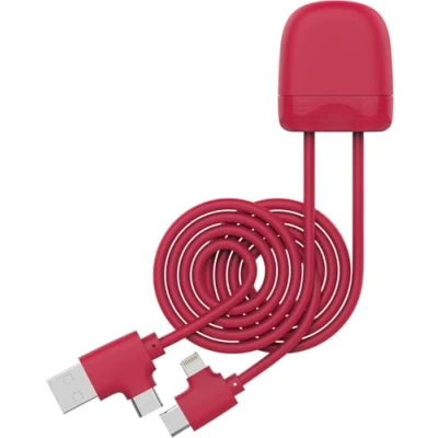 Image de Xoopar Ice Câble de Charge Multi USB, USB C,Lightning d&#039;1 mètre avec Transfert données pour Smartphone Iphone,Samsung,Huawei,Xiaomi,LG,Wiko Rouge