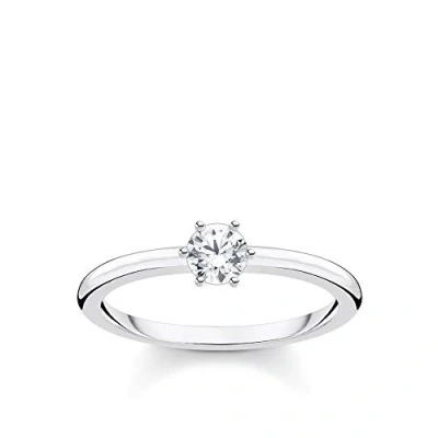 Image de THOMAS SABO Bague avec pierre blanche Argent sterling 925 TR2313 051 14, Ringgröße 56, sterling, Zircone cubique