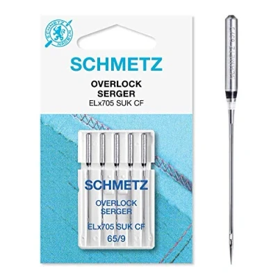 Image de SCHMETZ aiguilles pour machines à coudre 5 Overlock/surjeteuse ELx705 SUK CF Grosseur d&#039;aiguille 65/9