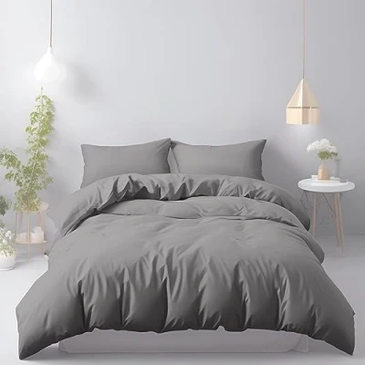 Image de LivinEase Housse de Couette 155x220 cm avec 2 taies d&#039;oreiller 80x80 Parure lit 155 x 220 Parures en Microfibre brossée Douce