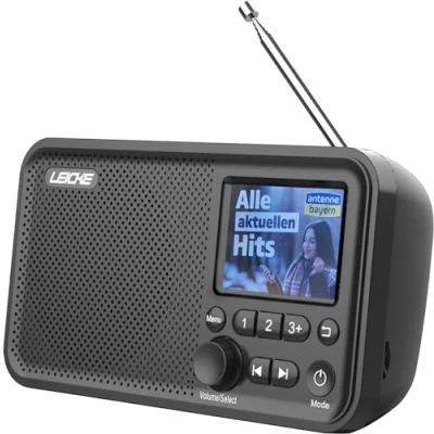 Image de LEICKE Radio Portable avec Bluetooth 5.0 Dab/Dab+ et FM, écran Couleur 2,4&quot;, 80 préréglages, de Cuisine câble ou Batterie 2000mAh, Connexion MicroSD/TF/AUX, Fonctions d&#039;alarme