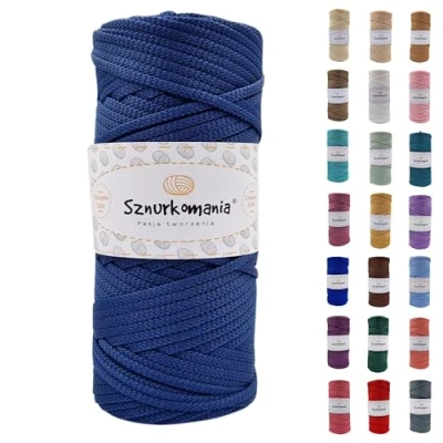 Image de cordon en polyester 5 mm 100 m, plusieurs couleurs, plat polyester, au crochet, macramé de mm, fil macramé, brillant, Sznurkomania (jeans)