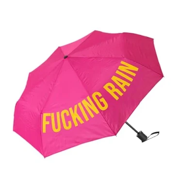 Image de Fisura Parapluie pliant original “f*cking rain. Mini rose et jaune. femme compact. automatique. de voyage.