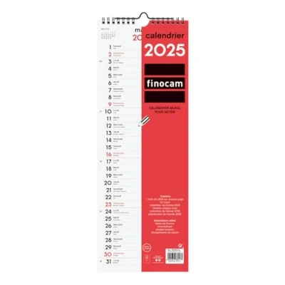 Image de Finocam Calendrier Neutre Mural pour écrire 2025 1 mois par page Janvier Décembre (12 mois) Français