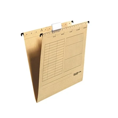 Image de Falken Lot de 5 dossiers suspendus UniReg. Fabriqués en Allemagne. carton recyclé pour format A4 ouverts sur le côté Marron Ange bleu Idéal classement des feuilles vrac au bureau et