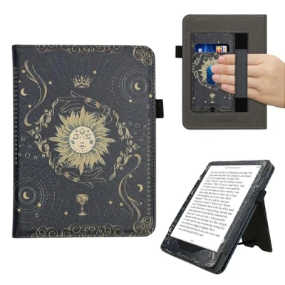 Image de kwmobile Étui pour liseuse électronique Compatible avec Amazon Kindle Paperwhite (12. Gen 2024) / Colorsoft Housse Protection Bleu foncé Jaune Noir