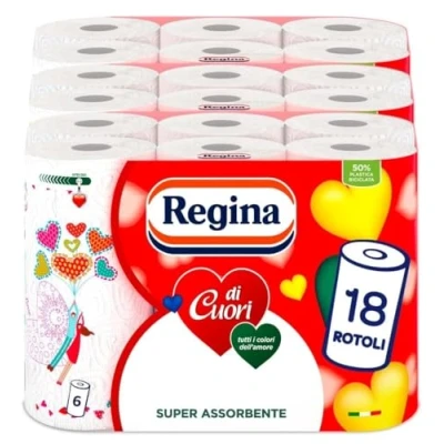 Image de Regina Lot de 18 rouleaux à 2 plis 50 feuilles par rouleau Grande absorption, épaisse et résistante Papier 100% certifié FSC®…