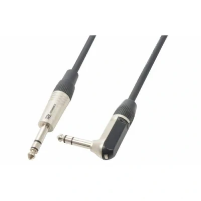 Image de Power Dynamics PD Connex Câble Audio Cordon Jack 6,35 Mâle Stéréo/Jack Stéréo Coudé 3m Idéal pour Relier votre Table de Mixage, vos Enceintes, Guitares…