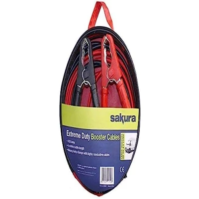 Image de Sakura SS3627 Câbles de Démarrage Batterie Très Grande Capacité 700 A, 4 m, Pinces à Code Couleur pour Véhicules Jusqu’à 4,5 L/4 500 cc Lorsque la Est Plat