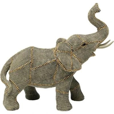 Image de Kare Statue décorative Design avec Perles artificielles Motif éléphant et Fabriquée à la Main Gris Pièce Unique pour Le Salon 22,5 x 24 12 cm (H l P)