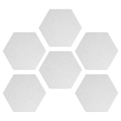 Image de Navaris Tableau Hexagone en Feutre Lot 6x Panneau d&#039;affichage Mural Adhésif avec 10x Punaise Décoration Photo Note 15x17,7cm Blanc