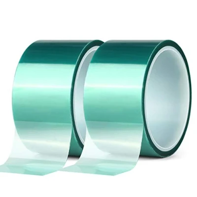Image de 2 rouleaux Ruban de masquage en polyester haute température vert enduit poudre PET Idéal pour peindre, anodiser les applications (50mm x 25 m)