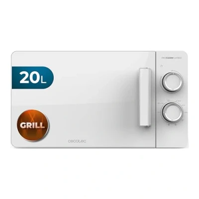 Image de Cecotec Micro ondes Avec gril Proclean 3120 Flatbed. Capacité 20L, 700W, 6 niveaux, de 800W, porte FullWhite, cuisson rapide et dorée, technologie 3DWave pour des résultats parfaits