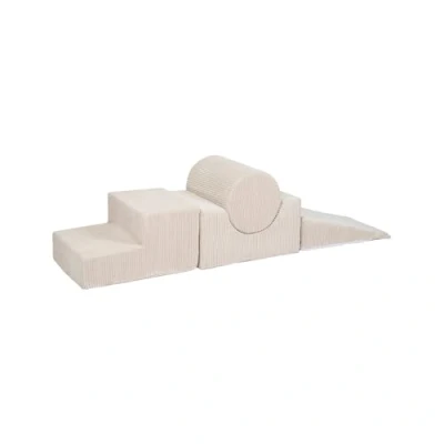 Image de MEOWBABY 4 Elements Soft Foam Blocks Playset Aire de Jeux pour Bébés et Tout Petits, Blocs d&#039;escalade d&#039;intérieur, Kord, Ecru