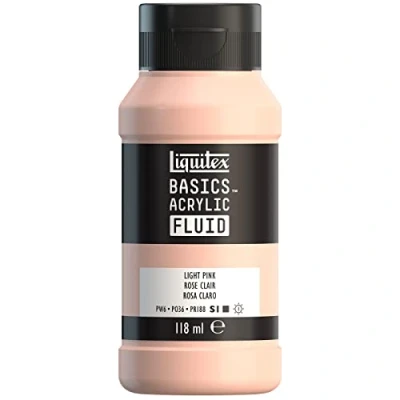 Image de Liquitex 8870391 Basics Fluid Peinture acrylique à consistance fluide, séchage rapide, résistante la lumière, imperméable, base d&#039;eau, Flacon de 118 ml, Rose Clair