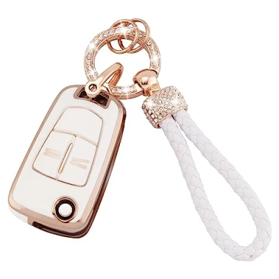 Image de Koaudb Coque de clé Voiture en TPU Compatible avec 2 Boutons Vauxhall Opel Corsa Astra Vectra Zafira Signum Meriva Tigra Insignia Combo Flip Folding Key Shell Case Fob (Opl 2F)