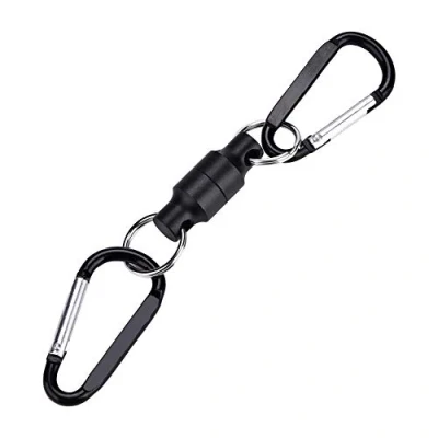 Image de Alomejor Boucle Magnétique de Pêche Mouche Net Release Clip Suspendu Porte Longe Filet d&#039;atterrissage pour la à Mouche(Double Noir)