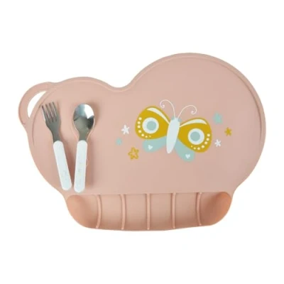 Image de BEBE DOUCEUR, Set de Table avec Récupérateur en Silicone 40 x 28 2.5 cm Papillon Fantasy Garden