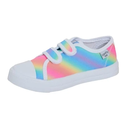 Image de Chaussures en toile pour enfants garçons filles escarpins unisexes faciles à fixer Plimsolls décontractées, Arc ciel, 27 EU