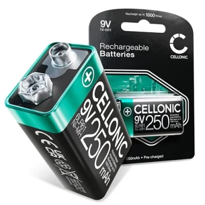 Image de CELLONIC® Piles Rechargeables 9V 250mAh préchargées, durables, Longue durée de Vie 1x / E Block 6F22 6LR61 AM 61 Batterie