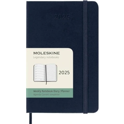 Image de Moleskine Weekly Planner, Agenda Hebdomadaire avec Espace pour Notes 12 Mois 2025, Couverture Rigide et Fermeture Élastique, Couleur Bleu Saphir, Format Large 13x21 cm
