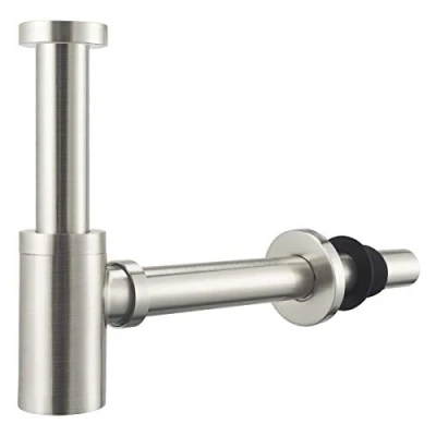 Image de Laiton Siphon de Lavabo Nickel Brossé, Keymark Universel Syphon Design 1 1/4 x 32mm, Réglable Anti Odeur, Inox acier inoxydable
