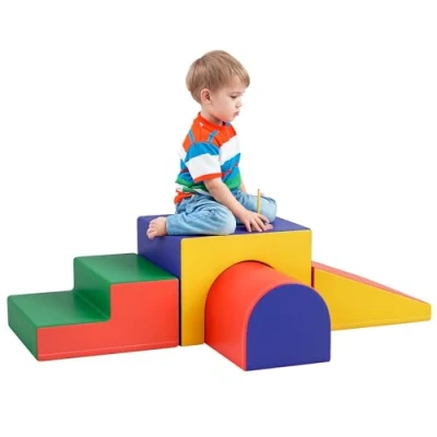 Image de HOMCOM Parcours motricité bébé 4PCS, Module en Mousse EPE avec Housse revêtement synthétique, Blocs de Construction, Jouets éducatifs Enfants d&#039;âge préscolaire, Multicolore
