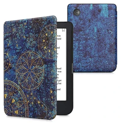 Image de kwmobile Étui Compatible avec Kobo Clara 2E Coque à Rabat magnétique Tablette eReader Similicuir Jaune Bleu foncé