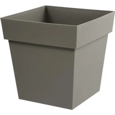 Image de EDA Pot de Fleur Carré TOSCANE 39 cm Volume 38 L x Taupe