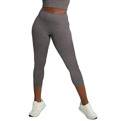 Image de Hanes Stretch capriLot de 2 Jérsei Elásticostretch Jersey Capri Leggings, Gris Anthracite chiné, L Femme
