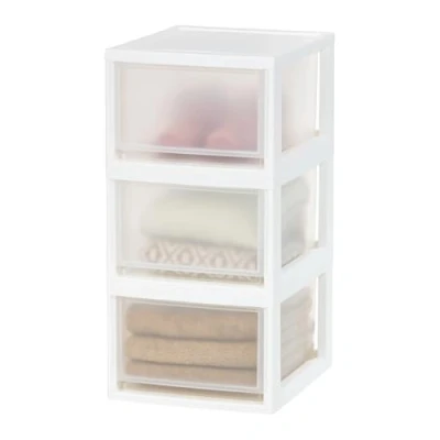 Image de Iris Ohyama, tiroir de Rangement, Organiseur en Plastique, 13,7 L, Lot 3, Blanc, Empilable, Transparent, pour Collations, Médicaments, Papeterie, Fournitures d&#039;artisanat, sans BPA, MSD 2