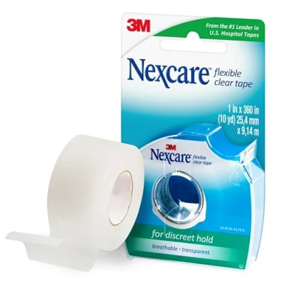 Image de Nexcare 3M 77 Ruban de Premiers Soins Flexible Transparent 1 in. x 30 ft. (Clair) +with Dispenser