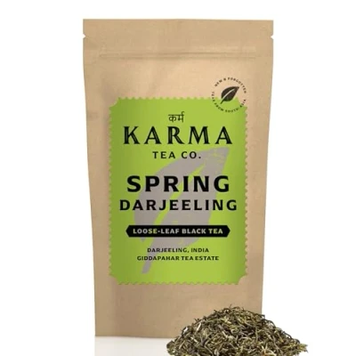 Image de KARMA TEA CO.Thé Noir 1st FLUSH de Darjeeling 35g Vrac (28 tasses) Floral, Aromatique et Vif Riche en antioxydants &amp; polyphénols