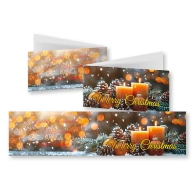 Image de Edition Colibri 11160 lot de 10 cartes Noël panoramiques taille XL : bougies orange avec enveloppe, sans texte, classiques, nostalgiques, pliantes, multilingues