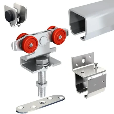 Image de Système coulissant SLID&#039;UP 2000 pour 1 porte extérieure 27 mm max rail 1,95 m acier galvanisé 60 kg