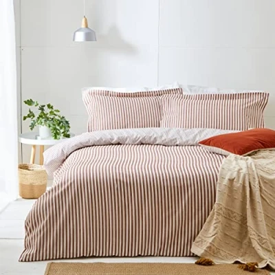 Image de The Linen Yard Ensemble de Housse Couette en Coton à Rayures mélangées Hebden