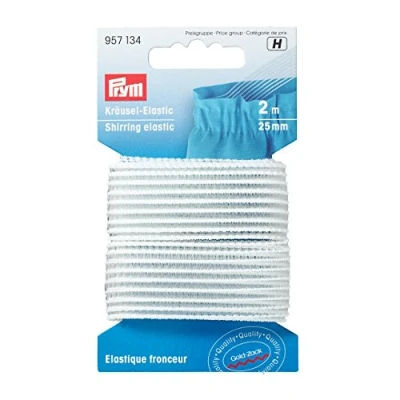 Image de Prym Gold Zack Shirring Elastic, 21% Ed, 33% PES, 46% PA, White, 2.8 x 6.7 0.4 cm