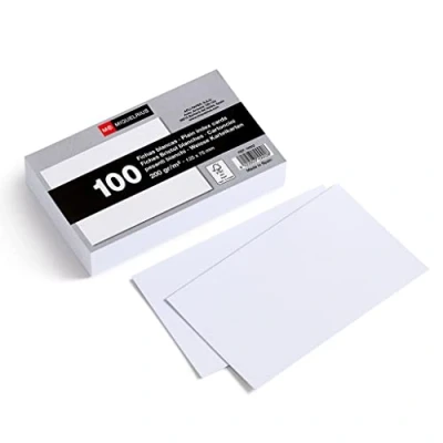 Image de Miquelrius Flashcards, 100 Cartes de notes unies, Fiches d&#039;étude, Papier offset 200 g/m², Format 75 x 125 mm, Blanc