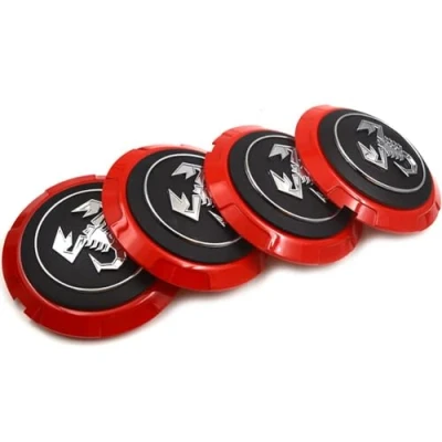Image de 4 Pièces Cache moyeux pour Abarth 133mm, de Roue Centrale Accessoires Voiture Auto Capuchons Centre Badge