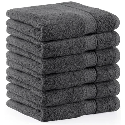 Image de Utopia Towels Lot de 6 (50 x 100 cm), Seviettes essuie Mains, Serviettes Toilette, très Absorbant avec Crochet, 100% Coton (Gris)