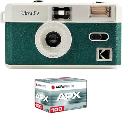 Image de Kodak Pack F9 Argentique + Pellicule 100 ASA Appareil Photo Rechargeable 35mm Vert, Objectif Grand Angle Fixe, Viseur optique , Flash Intégré APX 100, 36 poses Neuf