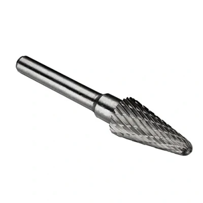 Image de sourcing map Fraise Rotative Lime en carbure de tungstène à double coupe forme cône Tige 6 mm et diamètre tête 12mm