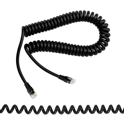 Image de RIIEYOCA câble de téléphone RJ12, à ressort rétractable 6P6C mâle vers Extensible jusqu&#039;à 4,92 pieds