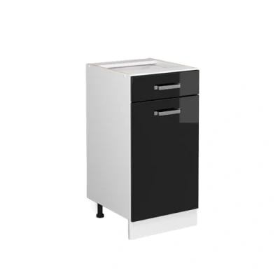 Image de Vicco Meuble Bas Universel R Line, Noir Haute Brillance/Blanc, 40 cm avec tiroir, sans Plan de Travail
