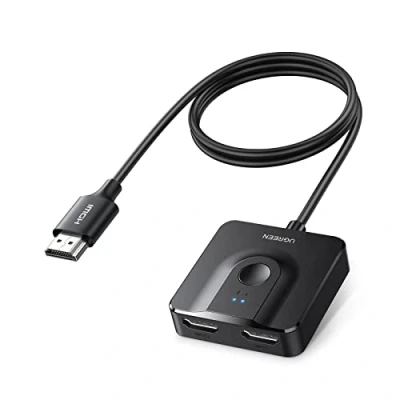 Image de UGREEN Switch HDMI 4K 60Hz 2 Entrées 1 Sortie Commutateur 1080P 120Hz HDR 3D Dolby CEC Plug Play avec 1M Câble Compatible PC PS5 PS4 Xbox One 360 Chromecast Projecteur Écran