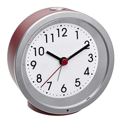 Image de TFA Dostmann réveil analogique, 60.1034.05, avec Mouvement Sweep Silencieux, rétroéclairage, Alarme de et Fonction Snooze, sans tic tac, Rouge