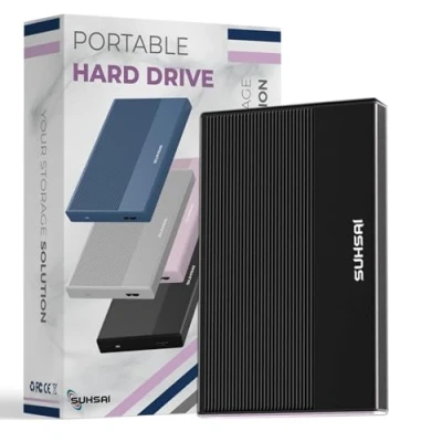 Image de SUHSAI Disque Dur Externe 250 Go HDD de Sauvegarde données Extension mémoire 2,5&quot; Portable USB 3.0 Compatible avec Mac, Ordinateur Bureau, PC, PS4, PS5, Xbox One (Noir)