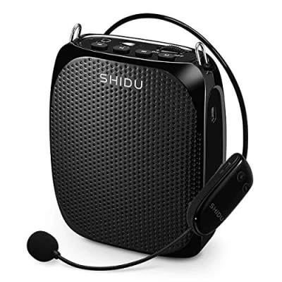 Image de amplificateur Voix Portable avec Micro Casque Rechargeable SHIDU10W 2000mAh de sans Fil Vocal Microphone système sonorisation pour Enseignants, Guides,entraîneurs,présentateurs