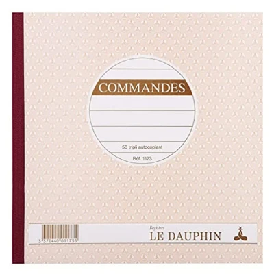 Image de Le Dauphin Réf. 1173D Lot de 5 manifolds COMMANDES papier autocopiant triplicata (1 original et 2 copies) 50 feuilles format 21 x cm couverture vernie